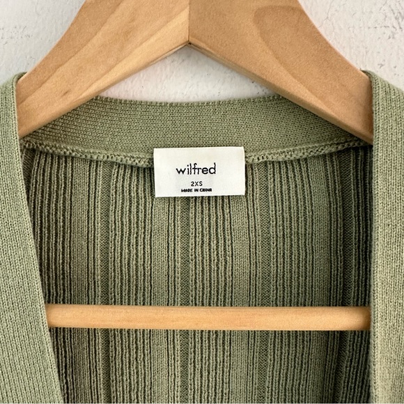 Aritzia Wilfred New Front Plunge Cardigan XXS Silver Sage Green - Picture 5 of 6